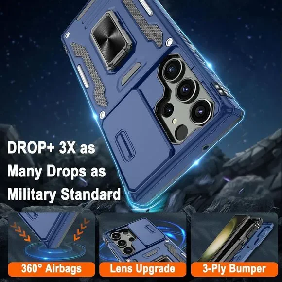 Phone Case For Galaxy S23 Ultra 6.8" With Kickstand & Camera Lens Cover - Picture 4 of 12